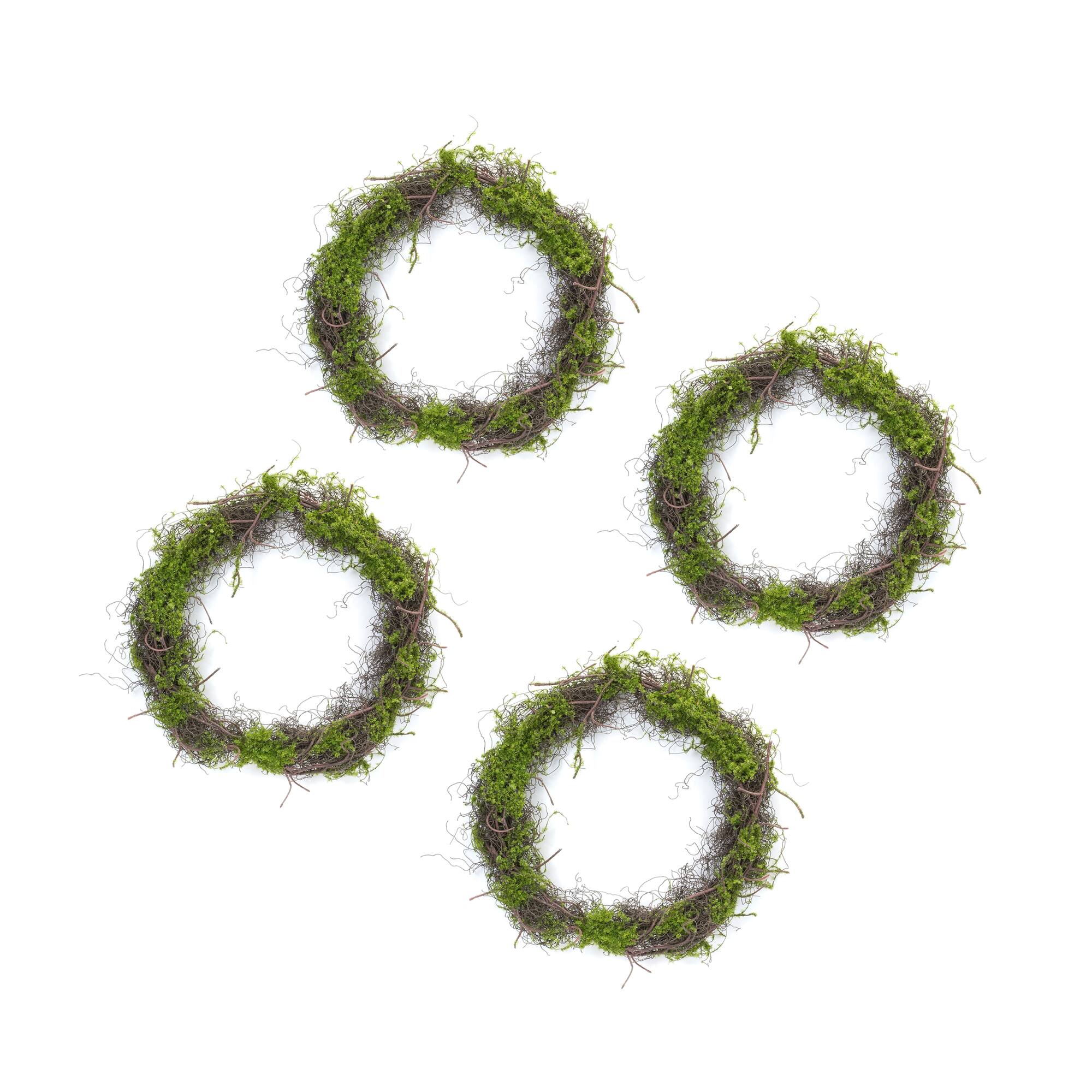 17.5" Moss Leaf Twig Wreath, 4ct.